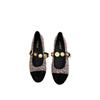 XINZHOU Xiaoxiangfeng Round Head Metal Buckle with Mary Jane Shoes Women's Shallow Mouth Rough Flower Versatile Flat-soled Single Shoes