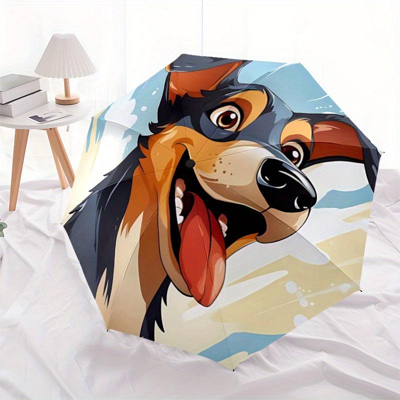 1 Stück Welpe Verspielt Automatischer Öffnen/Schließen Schirm mit Ein-Knopf-Bedienung, Winddichtes Design Leichtgewichtiger Tragbarer Schirm für Damen & Herren6096