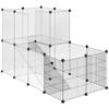Indoor Rabbit Enclosure 2 Levels Modular Playpen For Small Animals 27pcs 140 X 70 X 90 Cm Black