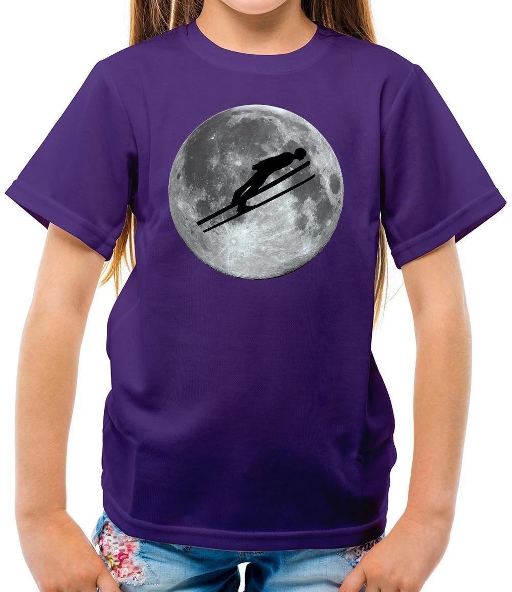 Ski Jump Moon - Kids T-Shirt - Skier Ski Jumping Love 120