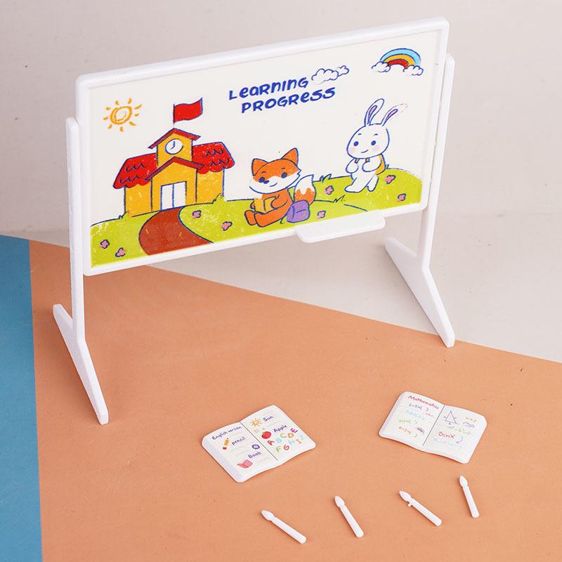 

1 Набор Декор для класса Игрушка 1:12 Кукольный домик Миниатюрные парты стулья классные доски книги ранцы модель аксессуары для кукольного домика A4