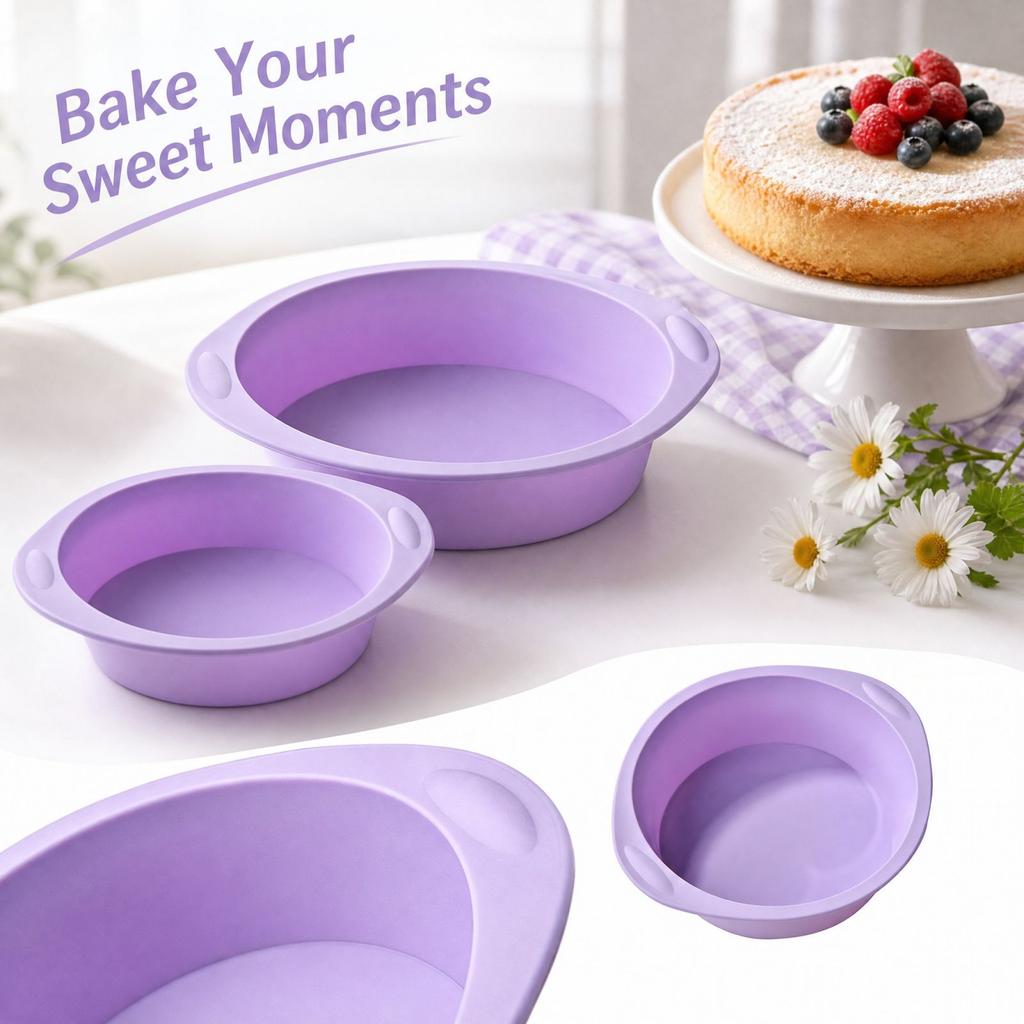 Round Silicone for Baking, Flexible Reusable Pan for Homemade Desserts