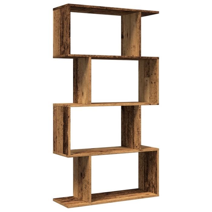 VidaXL Étagère séparatrice de pièce à 4 niveaux vieux bois 70x24x129cm, étagère, étagère à livres, étagère de rangement, 858109
