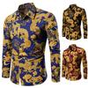 Camicia da uomo con motivo drago bavero primavera autunno Camicie da uomo a maniche lunghe con stampa di moda