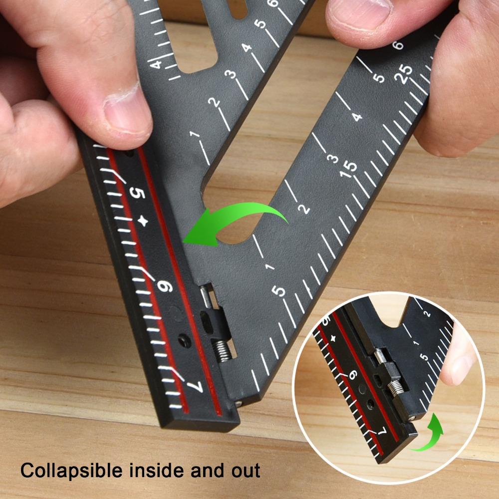 Plastic Material Folding Square Multipurpose Design 7-inch Size Triangle Ruler Black 90 Degree Woodworking Square
