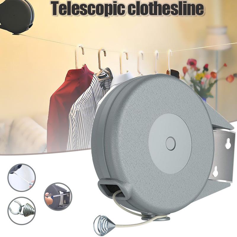 Adjustable Retractable Clothesline Indoor Outdoor Clothes Line Heavy Duty Clothes Drying Laundry Line Wall Mounted Drying Rack
