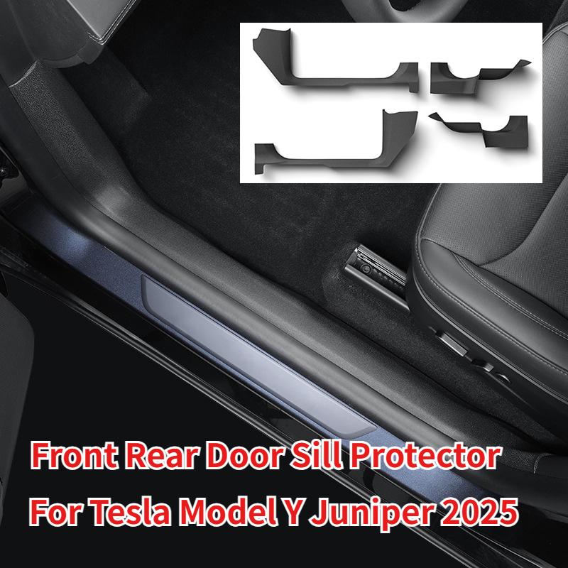 For Tesla 2025 Model Y Juniper Door Sill Guards Front Rear Threshold Protector Anti Scratch Anti Kick Mat TPE Cover Accessories