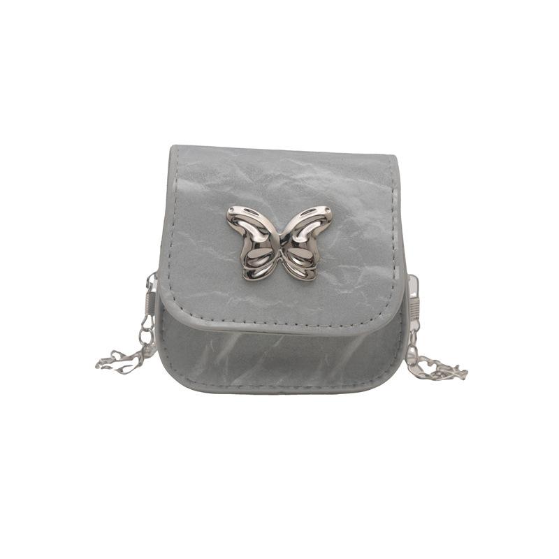 

foreign style new fresh and sweet small square bag butterfly decoration mini texture chain crossbody red envelope срібний