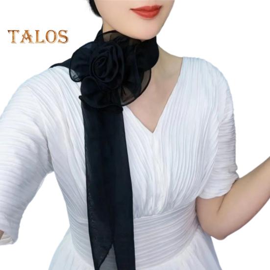 Langer Schal aus Chiffon-Satin mit Blumendekor, atmungsaktiv, vielseitiger Strandschal, Sonnenschutz, Chiffon-Schal für den Alltag