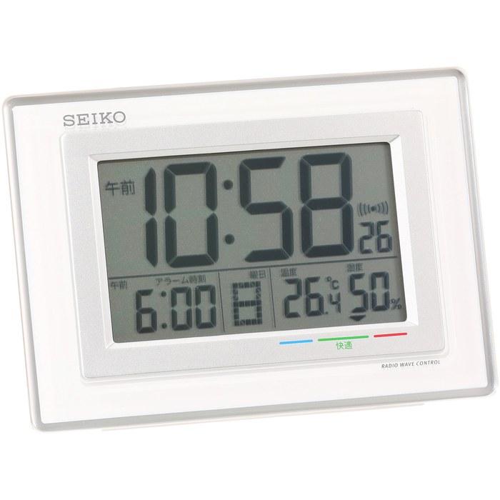 Seiko Clock Alarm Clock Radio Digital Calendar Temperature Humidity Display White SQ686W