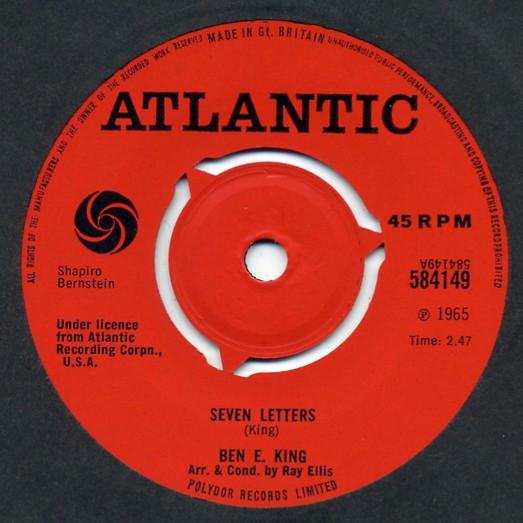 

7inch Record BEN E. KING - Seven Letters 584149 Atlantic 1968 UK Soul/Funk Used