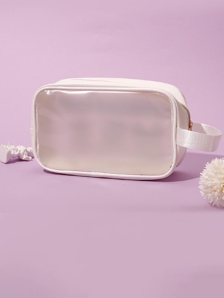 Transparent Waterproof PVC Handbag: Embroidered PU Cosmetic & Wash Bag