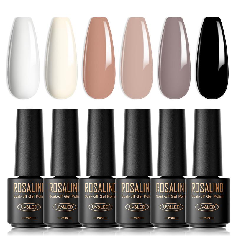 ROSALIND Nagellack-Set – 6 Stück semi-permanenter UV-Lampen-Gel-Lack mit leuchtenden und reflektierenden Effekten