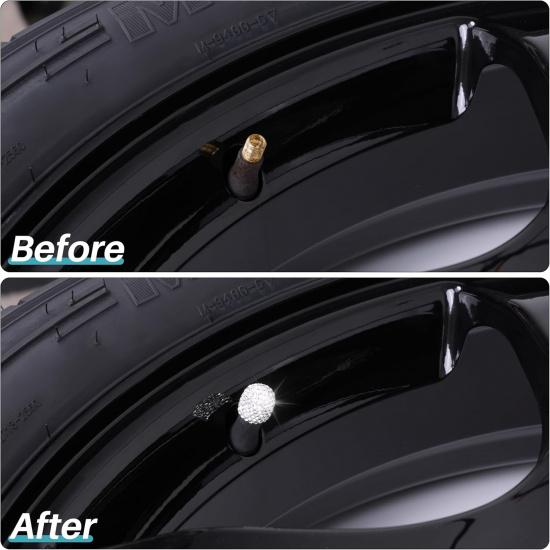 12 Pcs Tire Valve Stem Caps, Crystal Rhinestone Tire Valve Caps, Dustproof Tire Air Cap, Bling Car Tire Caps for SUVs, Bicycles, Trucks and