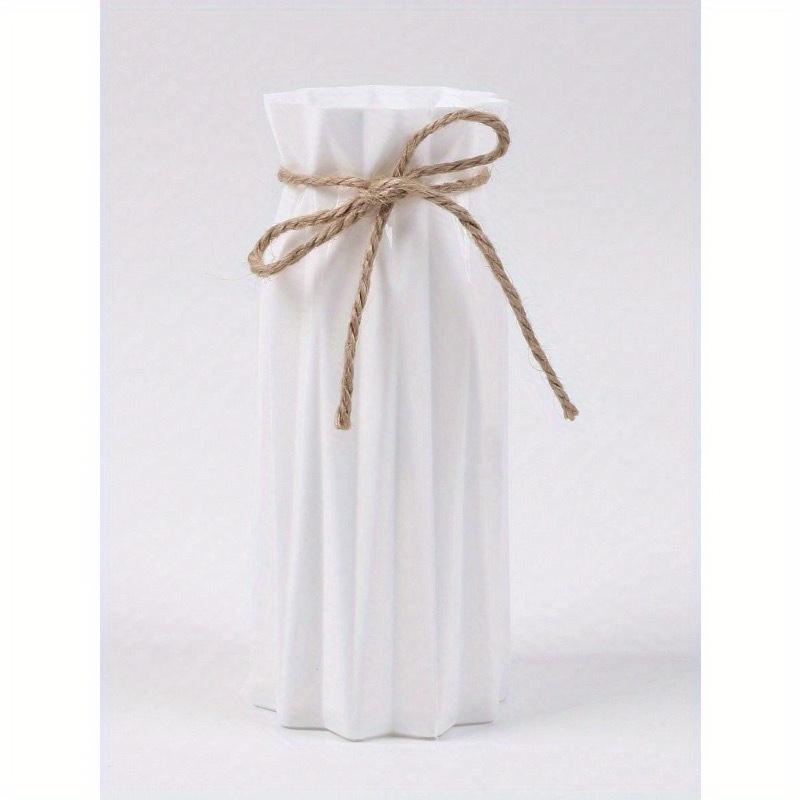 1 Stück Kunststoffvase, Höhe 6,9 Zoll, Origami-Design Pampasgrasvase, einfarbige Kunststoffvase, Keramik-Optik Kunstblumenvase