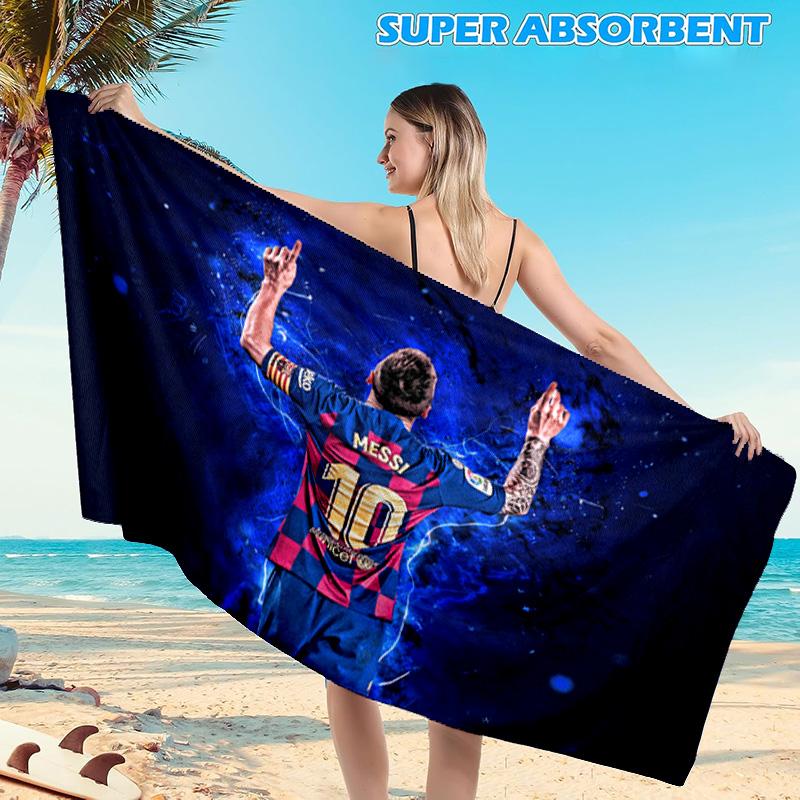 1PC Argentina Football Star Messi Beach Towel, Microfiber Beach Towel, Perfect For Pool, Beach, Travel, Home Decor Beach Party Fan gifts