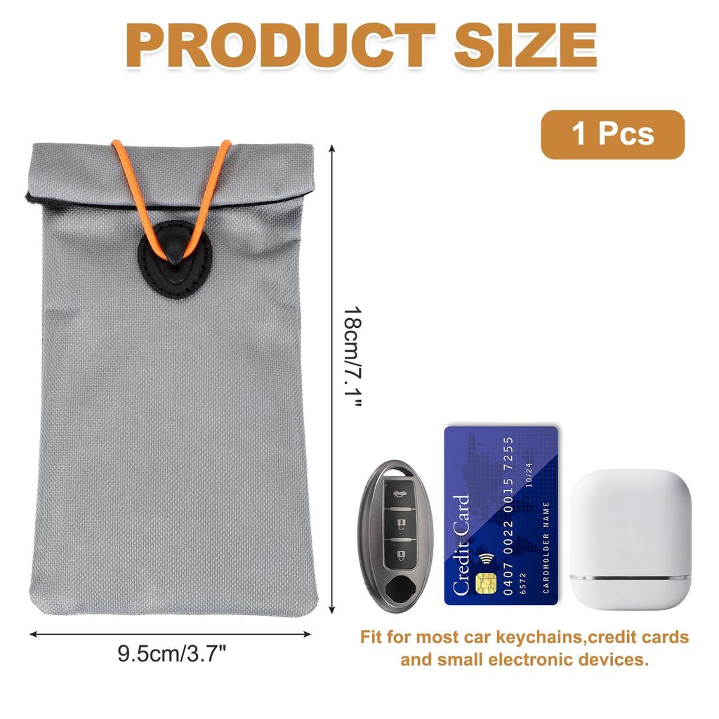 Uxcell Inch Car Key Faraday Pouch RFID 5G Keychain Protection Signal Blocking Pouch Bag Case Card Sleeve Signal Blocking Privacy Protection Gray 3.7x7