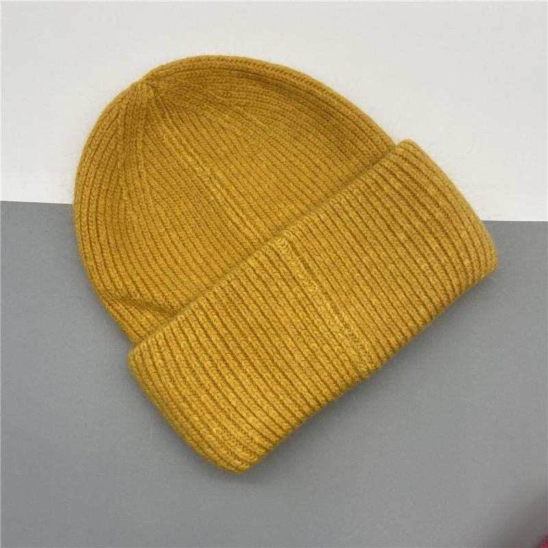 Adult Thick Warm Rabbit Fur Beanie Cap Men Women Solid Knitte Hat Solid Multi Colors Skullies Ski Hip Hop