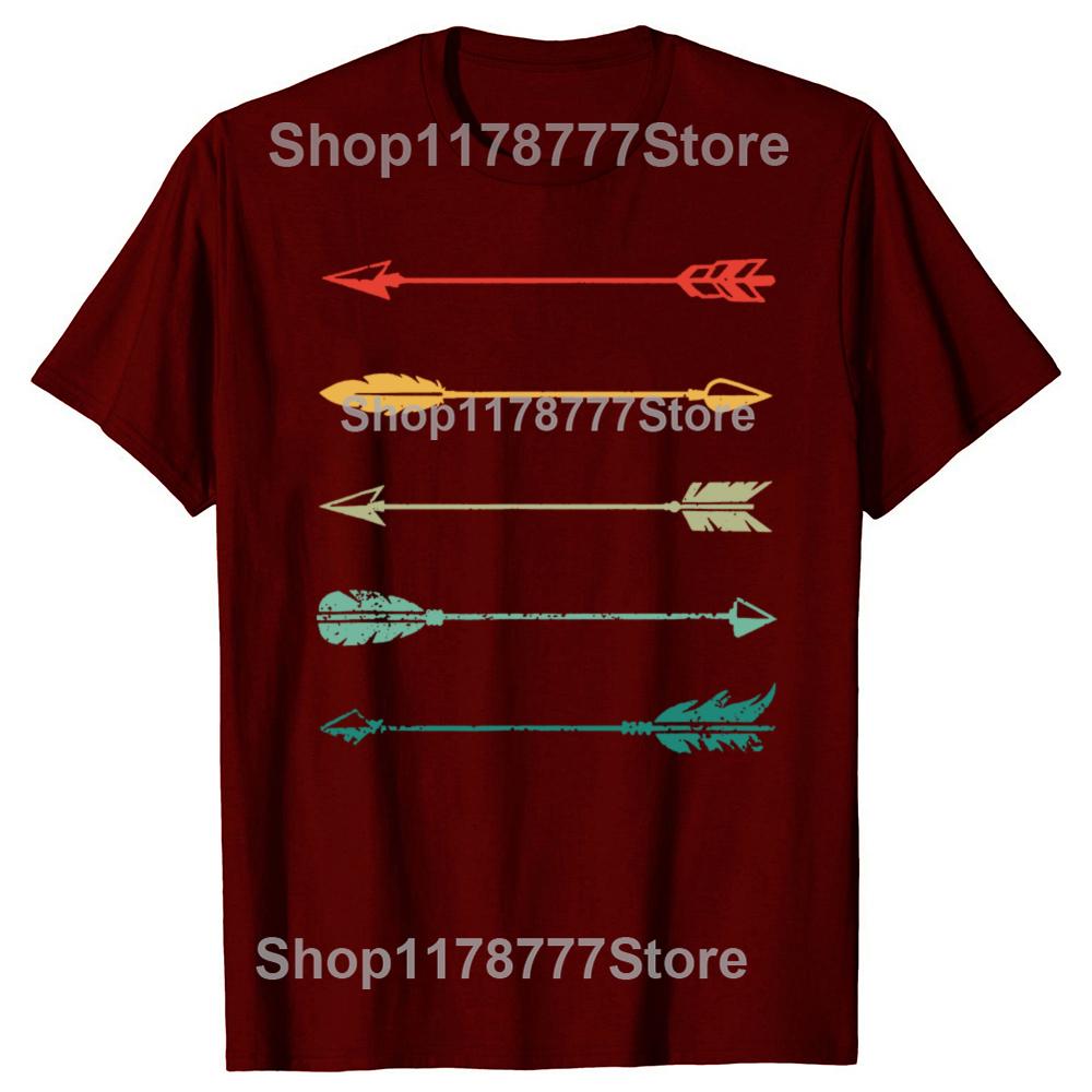 Funny Vintage Arrow Traditional Archery Arrows Bow Hunting Retro T Shirts Mens Clothing Fashion Casual Loose Oversized T Shirt