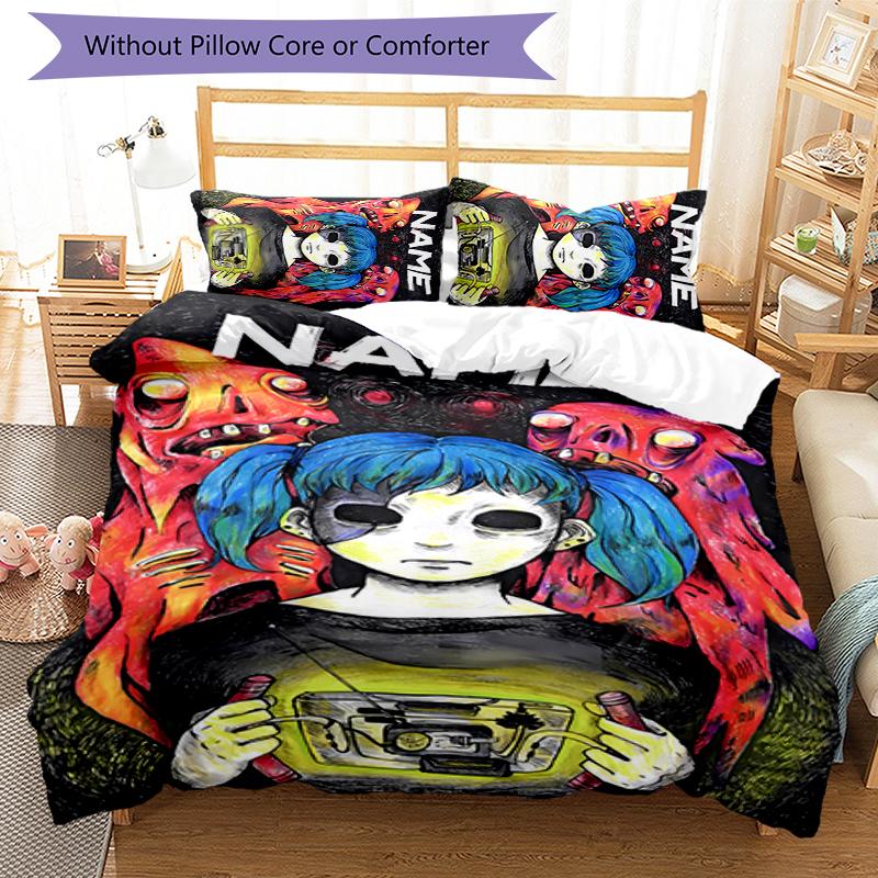 3pcs Custom Name Sally Face Bedding Set Duvet Cover Closure Includes 1 Duvet Cover & 2 Pillowcases for All Seasons Bedroom Decor