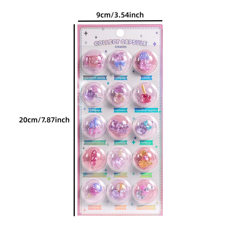 3 pcs/6 pcs Random 3D Creative Space Food Cartoon Round Relief Stickers Scrapbooking Diy Journal Cute Stationery Sticker