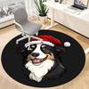 1PC Christmas Dog Office Round Area Rug,  Mat Suitable ForOffice, Under Office Chairs Bedroom Living Room Home Decor, Room Deco