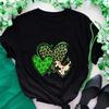 Cute St Patricks Four Leaf Clover T Shirt for Women Short Sleeve Tees New Fashion Love Lucky Graphic Y2k Tops Aesthetic Clothing