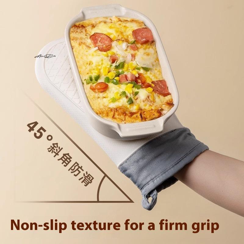1Pc Anti-Scald Thickened Silicone Gloves Heat Resistant for Microwave Oven Baking BBQ Anti-Slip Heat Insulation Mitts