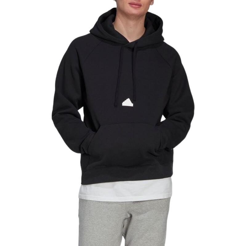 adidas Unifarbener Logo-Hoodie mit weiten langen Ärmeln Herren-Hoodie Schwarz HN1952