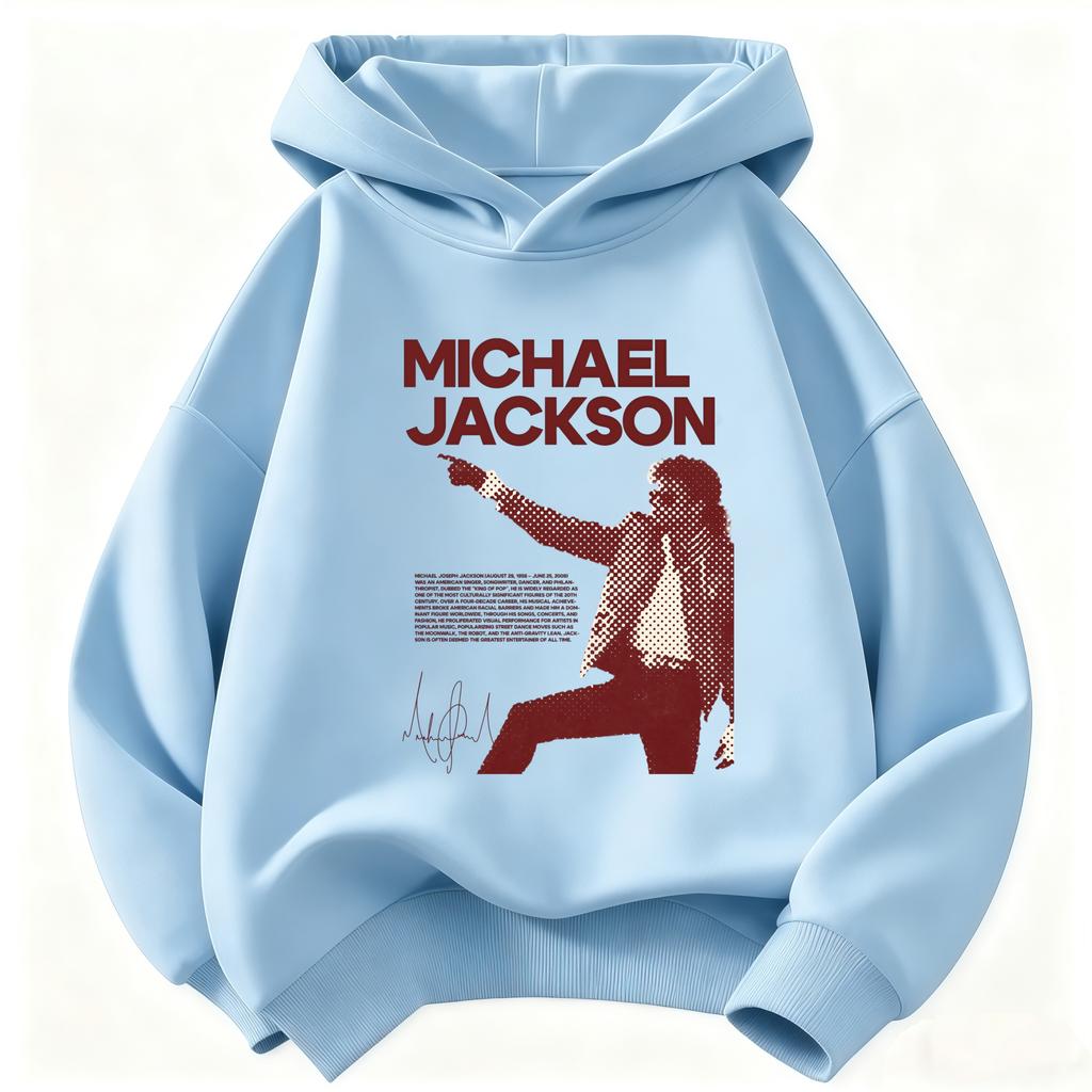 Felpa con Cappuccio Stampa Michael Jackson per Bambini 2026 – Calda Felpa con Grafica Icona Pop Stile Retro Autunno/Inverno per Bambini e Bambine