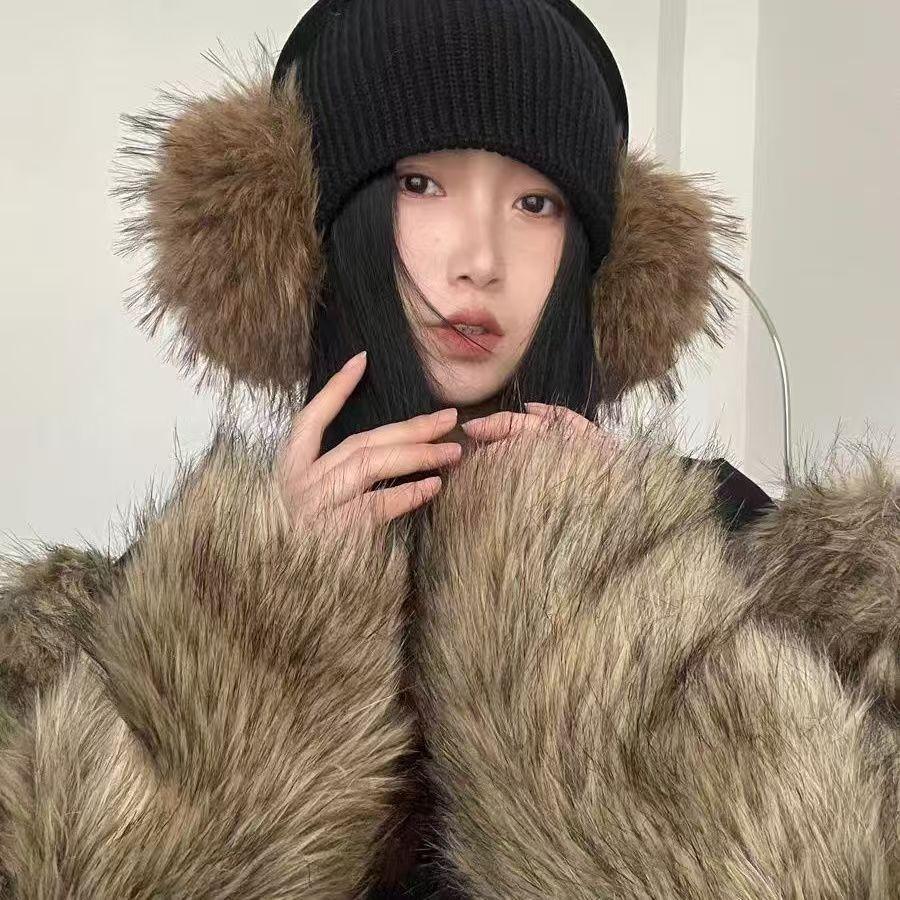 Vintage Faux Mink Fur Earmuffs Fuzzy Ear Warmers Covers For Womens Girls Winter Fashion Adjustable Soft Warm Faux Fur EarMuffs