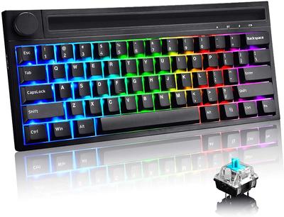 Mechanical Gaming Keyboard, Wired/Wireless, Bluetooth, 62 Keys, Blue/Pink Switches, 19 RGB Lights, Compatible with Switches