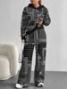 1116 European and American Autumn/Winter Casual Color Patchwork Long-Sleeve Set, Women's Hoodie and Long Pants Set