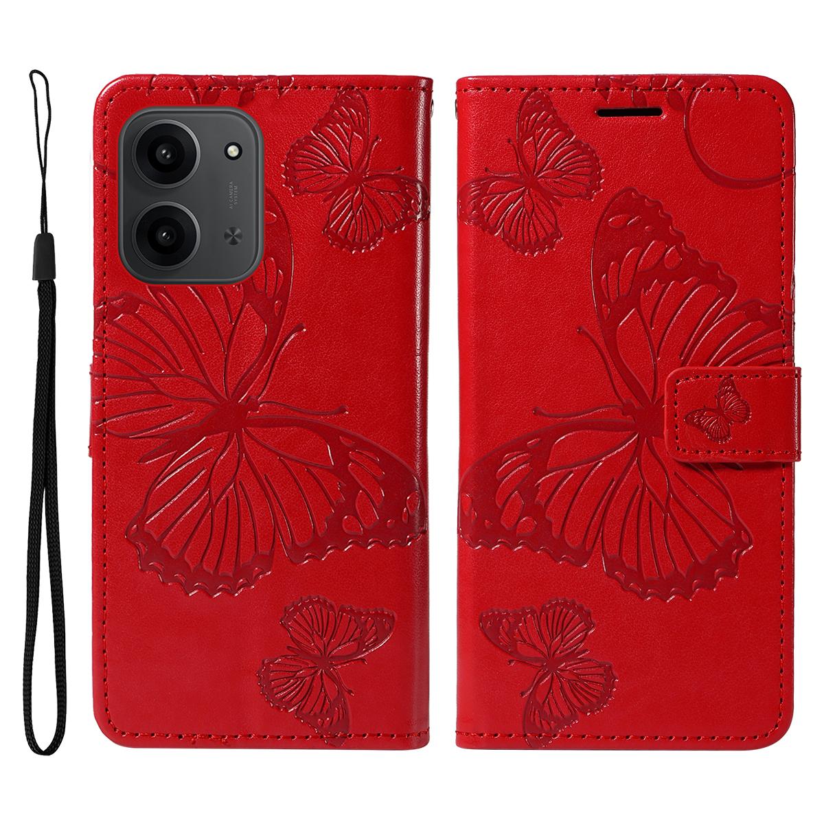 

Для Xiaomi Redmi 15C 4G (Глобальний) (171мм)/Poco C85 4G (171мм) Чохол-гаманець Шкіряний чохол для телефону з квітковим та метеликовим тисненням, підставка D