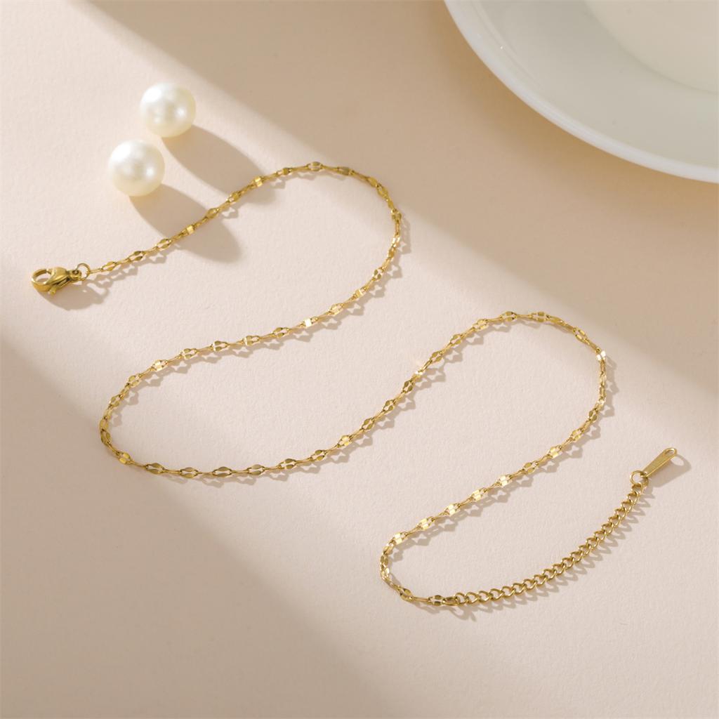 EUEAVAN 2MM Link Chain Basic Necklace For Woman Men Stainless Steel Trendy All-match Adjustable Chain DIY Jewelry Accessories