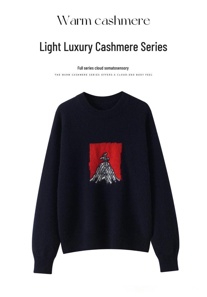 Lekasha Cashmere Round Neck Jacquard Knit Sweater - New Autumn/Winter Style