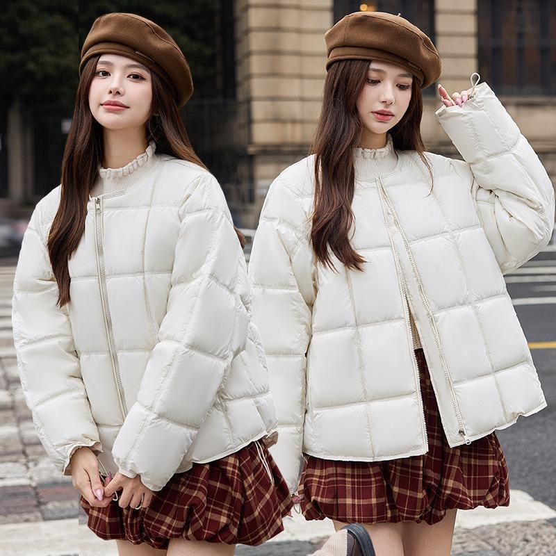 New Down Cotton Clothes Women's Short Warm Winter Tofu Cubes Bread Clothes Small Collarless Jacket
