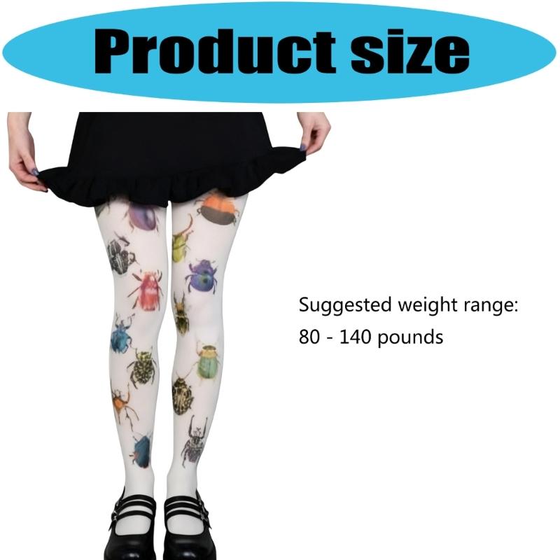 Whimsy Cute Printed Opaque Tights Stockings for Women Japanese Elegant Gothic Grunge Patterned White Pantyhose Leggings