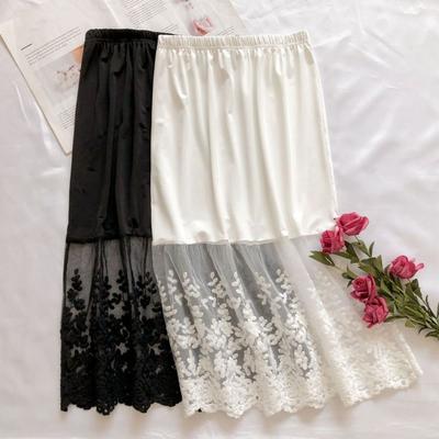 70cm Lace Underskirt Slips Flower Lining Petticoat Women Sweet Safety Skirt Petticoat  Spring