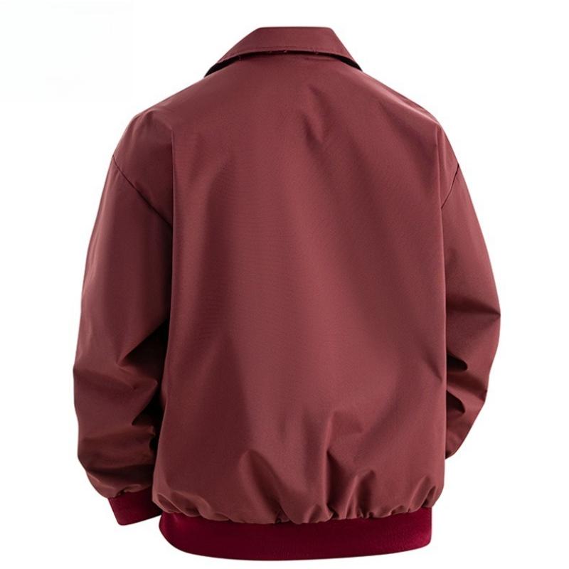 Men's American High-Street Spring and Autumn Lapel Jacket, Lapel Pilot Jacket Trendy Zip-Up Bomber Jacket for Men Daily Wea