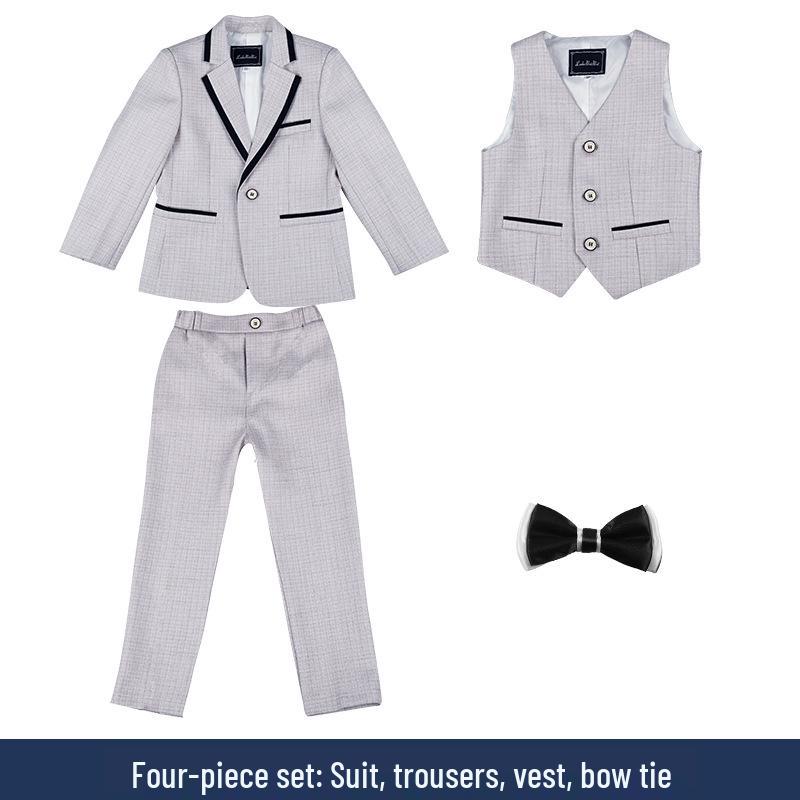 Autumn & Winter Boys' Three-Piece Suit: Handsome Blazer, Light-Colored for Baby's First Birthday/Flower Boy/Performance