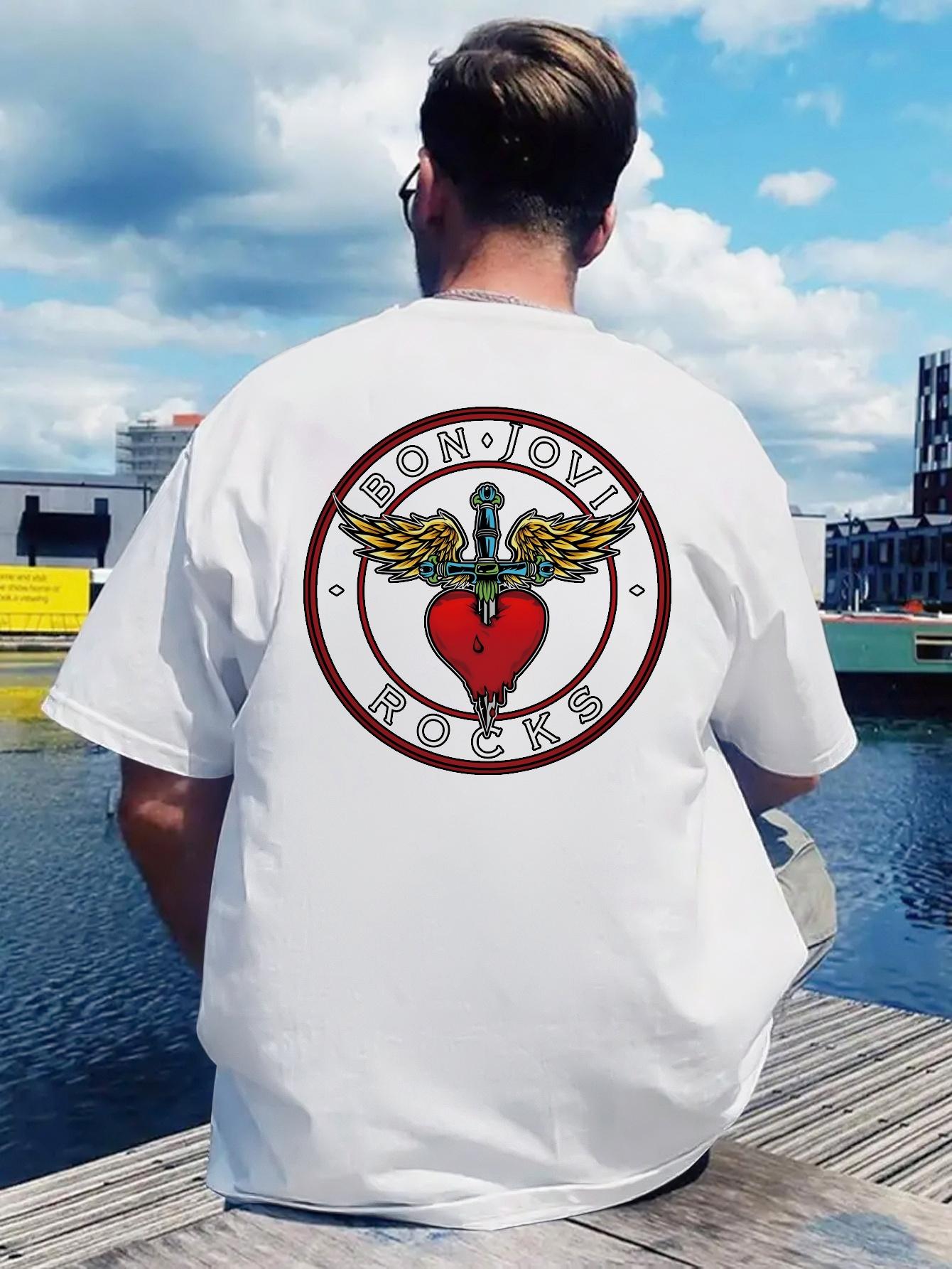 

Graphic T-shirt - White Tee with Back Print - Lightweight Polyester Shirt for Summer S