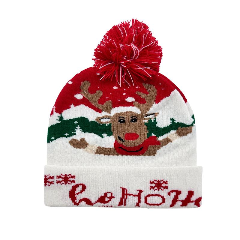 Hot Sale Jacquard Christmas Hat Hairball Ruffled New Year's Gift Winter Warm Cover Knitted Hat
