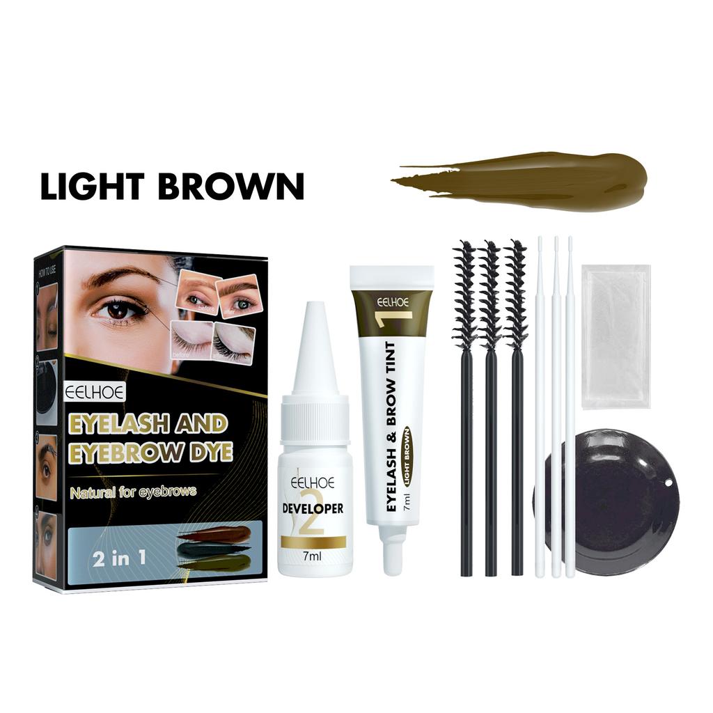 Brow Lash Tint Set, Sweat-Proof Color-Fast Non-Smudge 2-in-1 Eyebrow Eyelash Tinting Set