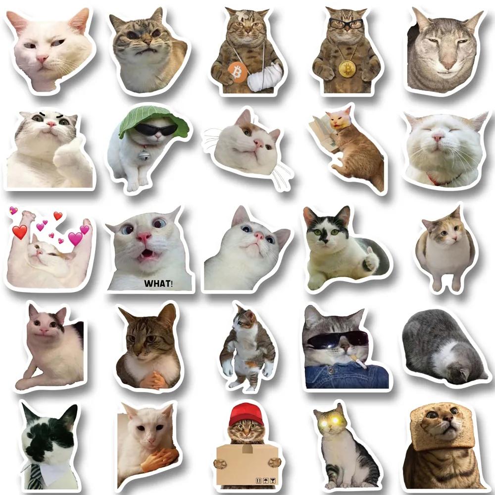 10/30/50pcs Funny MEME Cat Cartoon Graffiti Stickers Cute Animal Decals Kid Toy DIY Suitcase Stationery Phone Waterproof Sticker