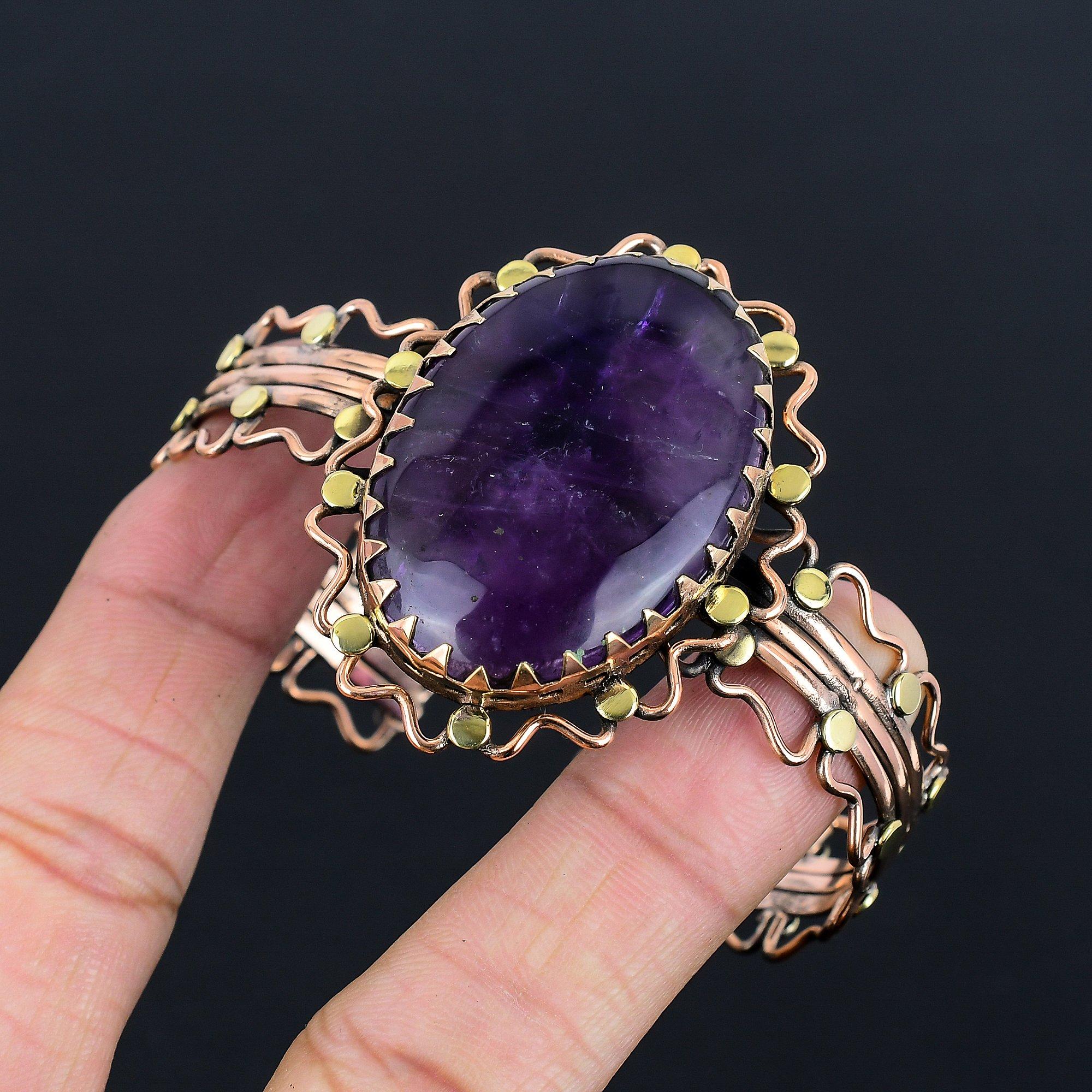 

Аметистовый браслет, ювелирное изделие из драгоценных камней, обернутое медной проволокой 999 пробы, браслет ручной работы на День благодарения