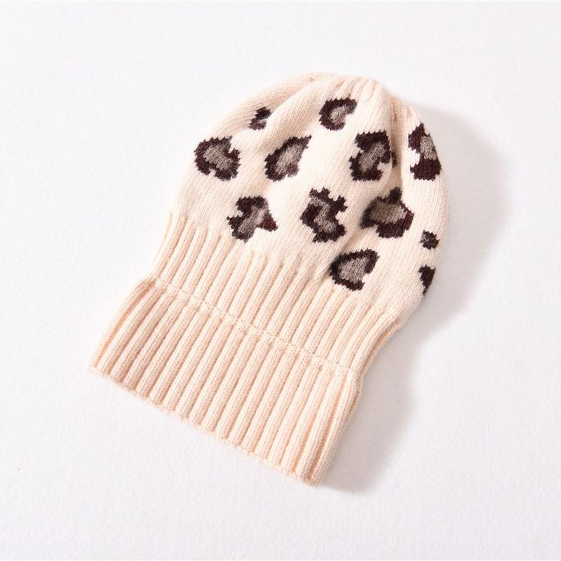Children's Knitted Hat Rabbit Down Leopard Print Soft Cute Autumn and Winter Outdoor Wool Hat To Keep Warm