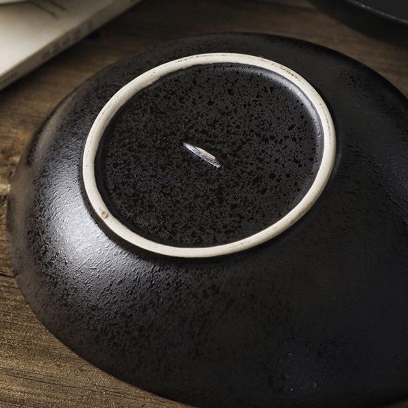 10 inch Dark Black Ink Ellipse Dinner Plate Under-Glazed Ceramic Dinner Dishes Dessert Tray Soup Plate Dinnerware Microwave Safe