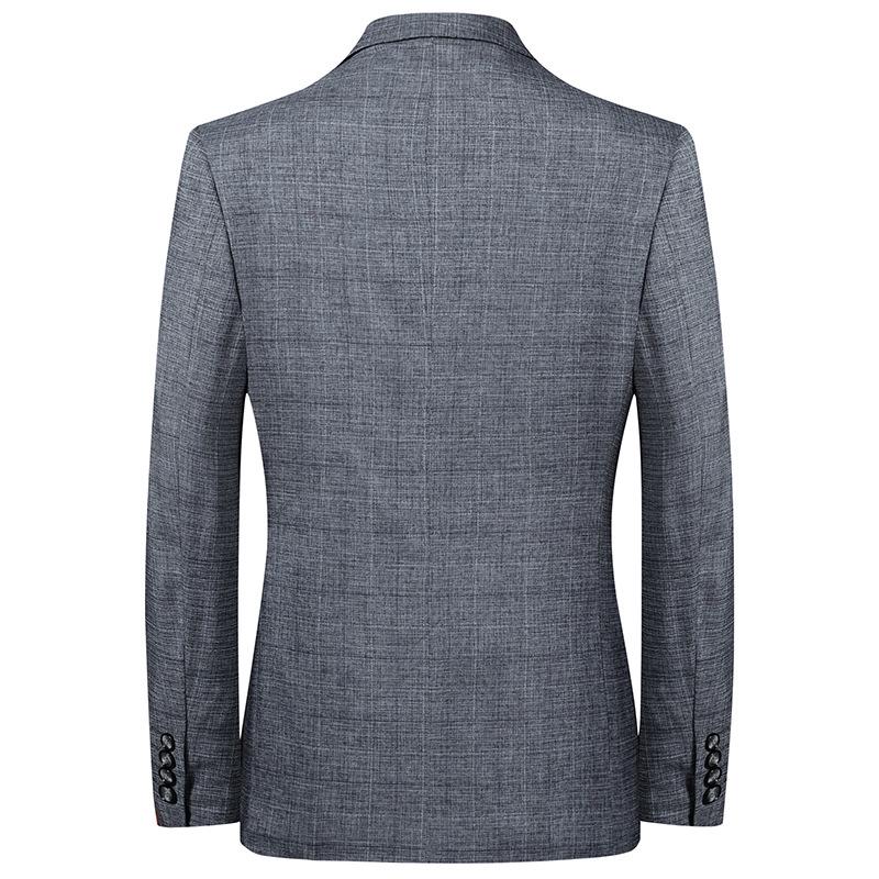 Spring and Autumn Thin Men's Plaid Linen Suit Korean Style Slim Young and Middle-aged Small Suit Trendy Casual