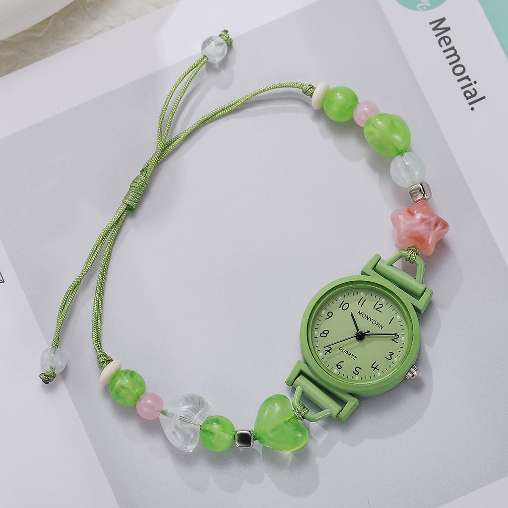  Fashion Design Arabic Dial Women Watches Girls Students Beads Strap Quartz Wristwatch Clock Gift